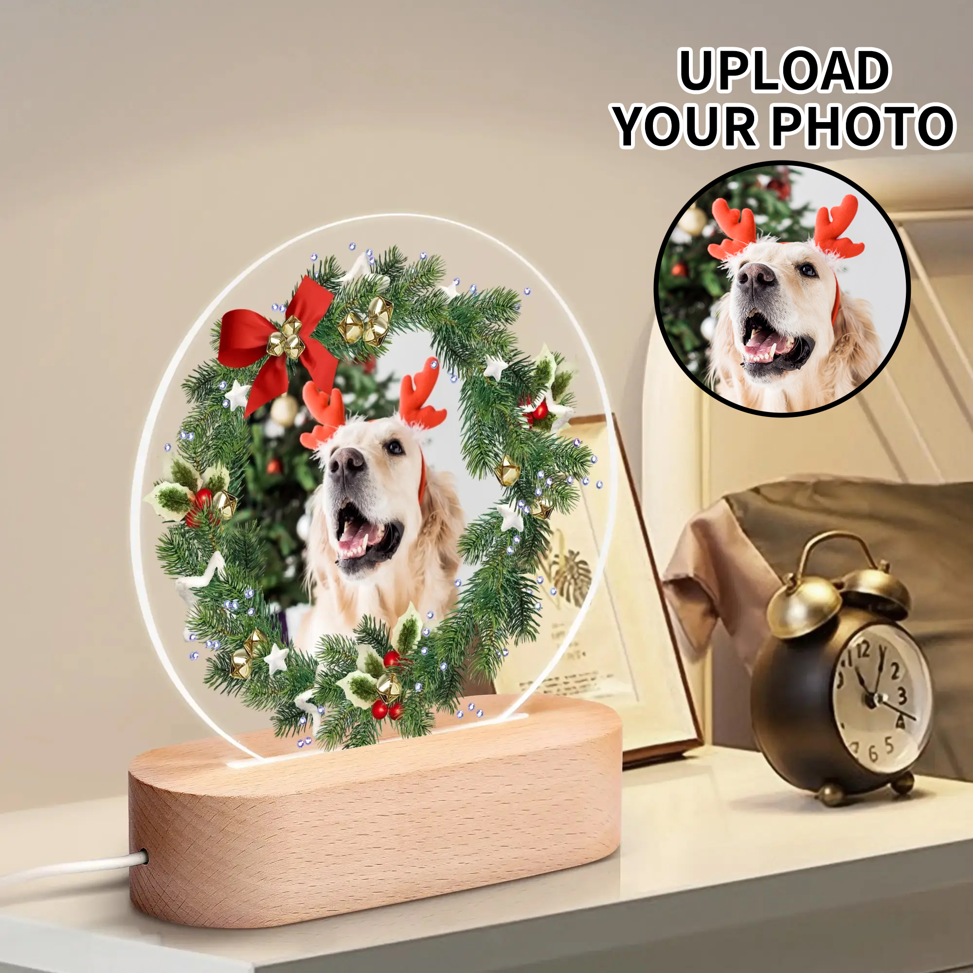 Personalised Name Acrylic Round Lamp Night Light Home Decor