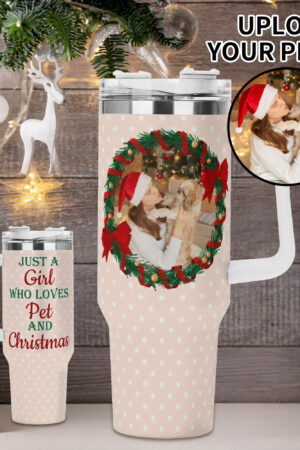 Personalized 40oz Stainless Steel Tumbler Gift With White Handle and Straw