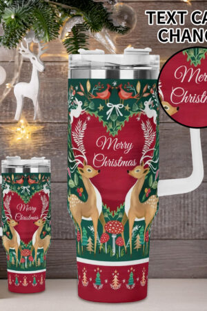 Personalized 40oz Stainless Steel Tumbler Gift With White Handle and Straw