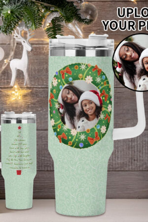 Personalized 40oz Stainless Steel Tumbler Gift With White Handle and Straw