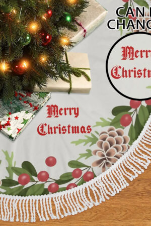 Merry Christmas Fringed Christmas Tree Skirts Decor Home 3 Sizes