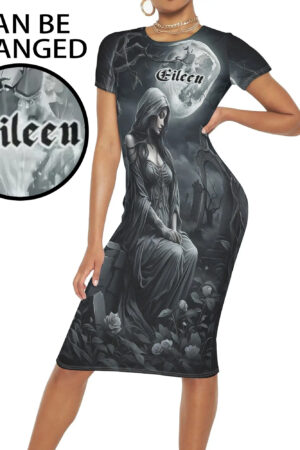 Women's Short Sleeve Dress Casual All Over Print Tshirt Long Dresses