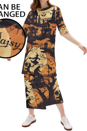 Women's Lightweight Oversize Half-Sleeve T-shirt & Midi Skirt Two-Piece Set