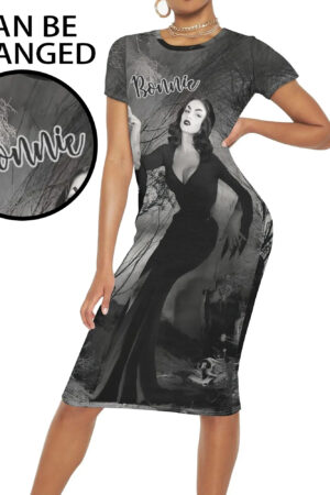 Women's Short Sleeve Dress Casual All Over Print Tshirt Long Dresses