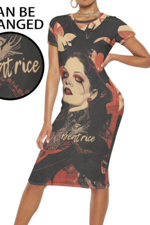 Women's Short Sleeve Dress Casual All Over Print Tshirt Long Dresses