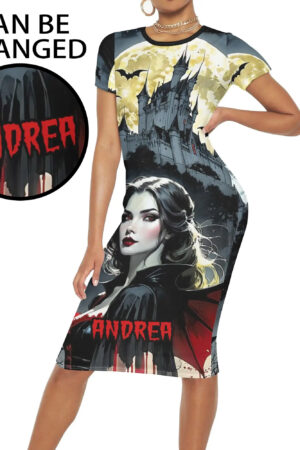 Women's Short Sleeve Dress Casual All Over Print Tshirt Long Dresses