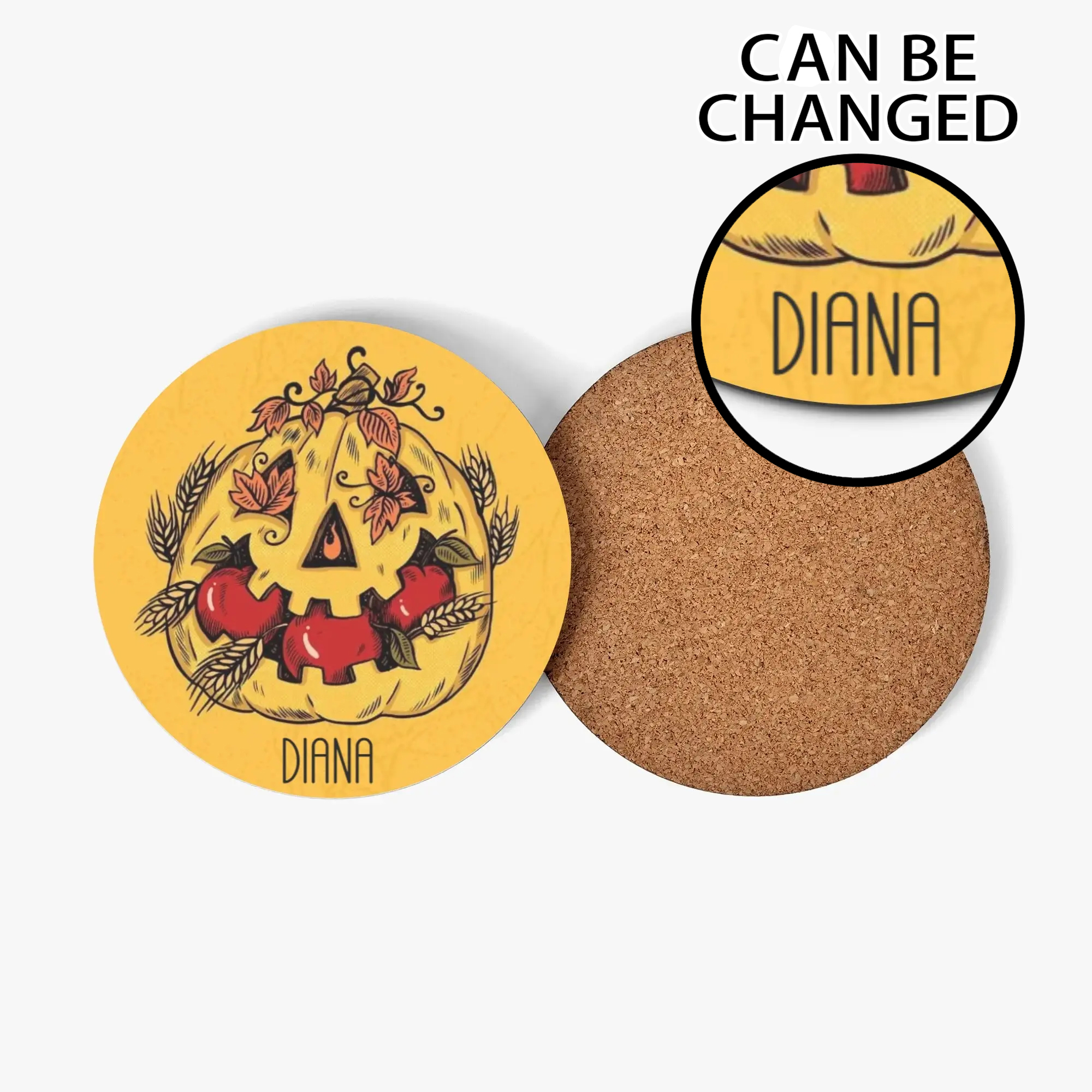 1 Design Round Wood Coaster 4 Pcs