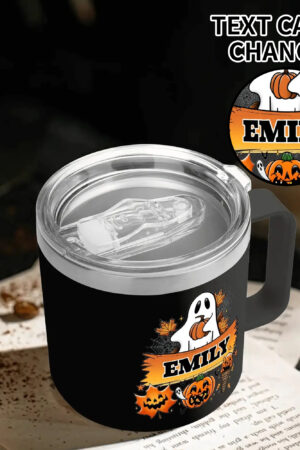 Personalized 14oz Stainless Steel Coffee Mug Coffee Cup with Lid and Handle