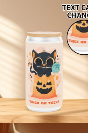 Frosted 16oz Glass Cups with Bamboo Lid Beer Can Tumbler