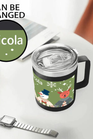 Custom 12oz Stainless Steel Coffee Mug Coffee Cup with Lid and Handle