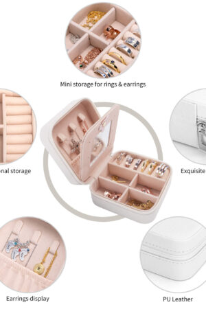 Square Jewelry Box Jewelry Organizer with Mirror for Her