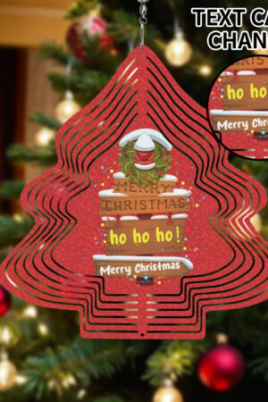 Christmas Tree Shape Hanging Wind Spinner for Garden Decor Yard Art