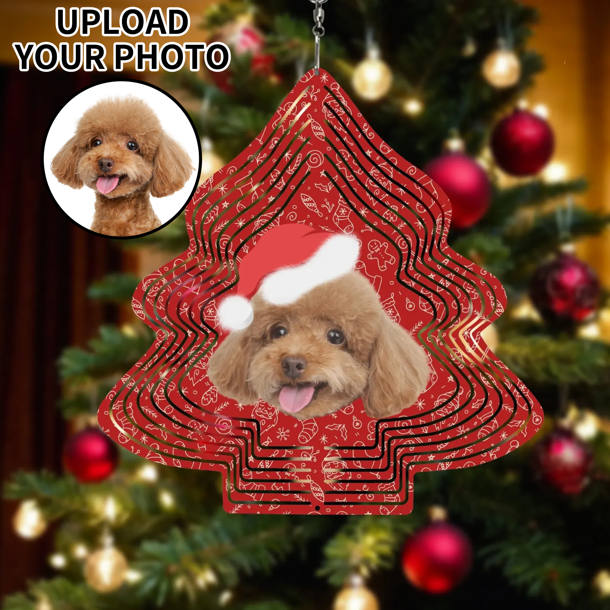 Christmas Tree Shape Hanging Wind Spinner for Garden Decor Yard Art