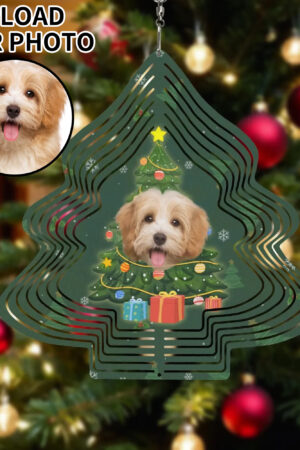 Christmas Tree Shape Hanging Wind Spinner for Garden Decor Yard Art