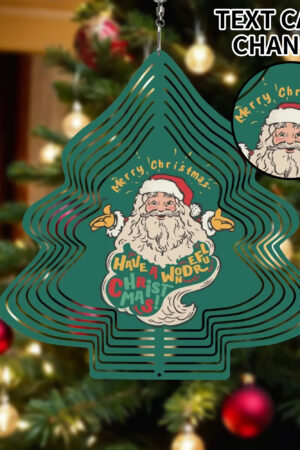 Christmas Tree Shape Hanging Wind Spinner for Garden Decor Yard Art