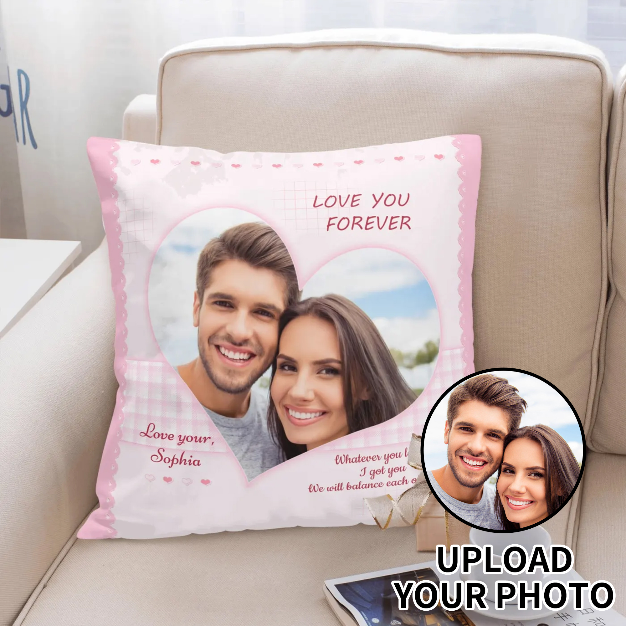 Personalized Peach Velvet Pillow Case Square Cushion Cover