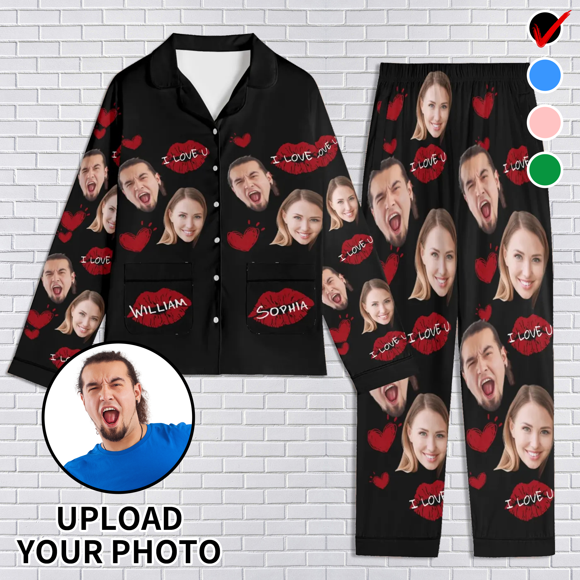 Unisex Long Sleeve Adult Nightwear Pajama Set