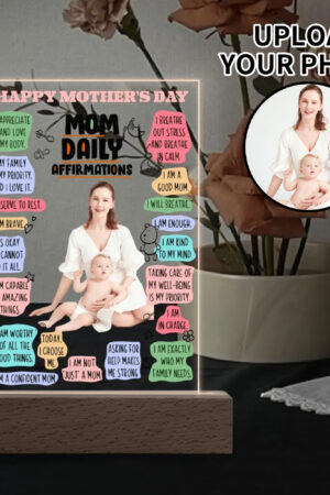 Personalized LED Rectangle Acrylic Night Light and Wooden Base Table Decor