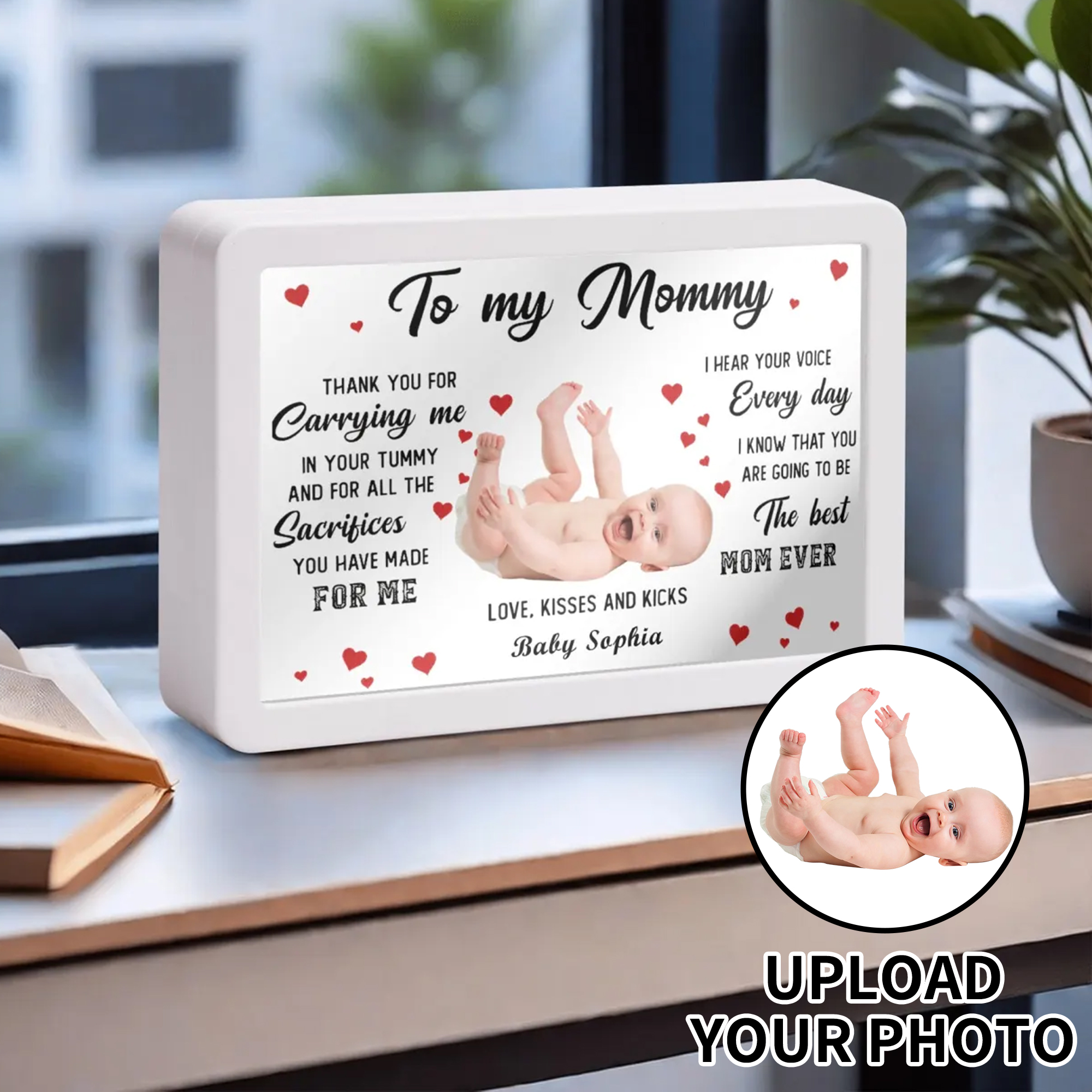Rectangle LED Mirror Light - Personalized Photo Love Yourself Love Family