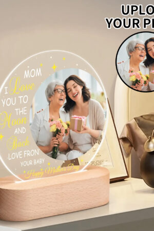 Personalised Name Acrylic Round Lamp Night Light Home Decor