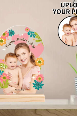 Personalised Lightweight Arch Acrylic Table Sign with Wood Stand