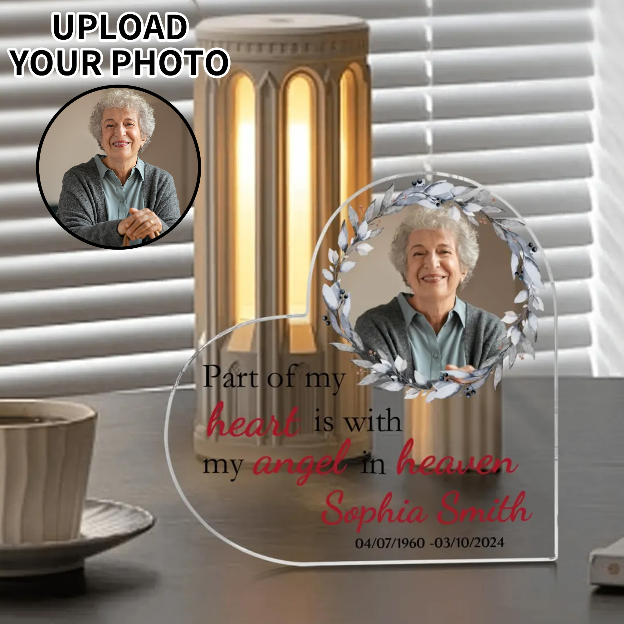 Heart Shaped Christmas Acrylic Keepsake Ornament Personalized Gift