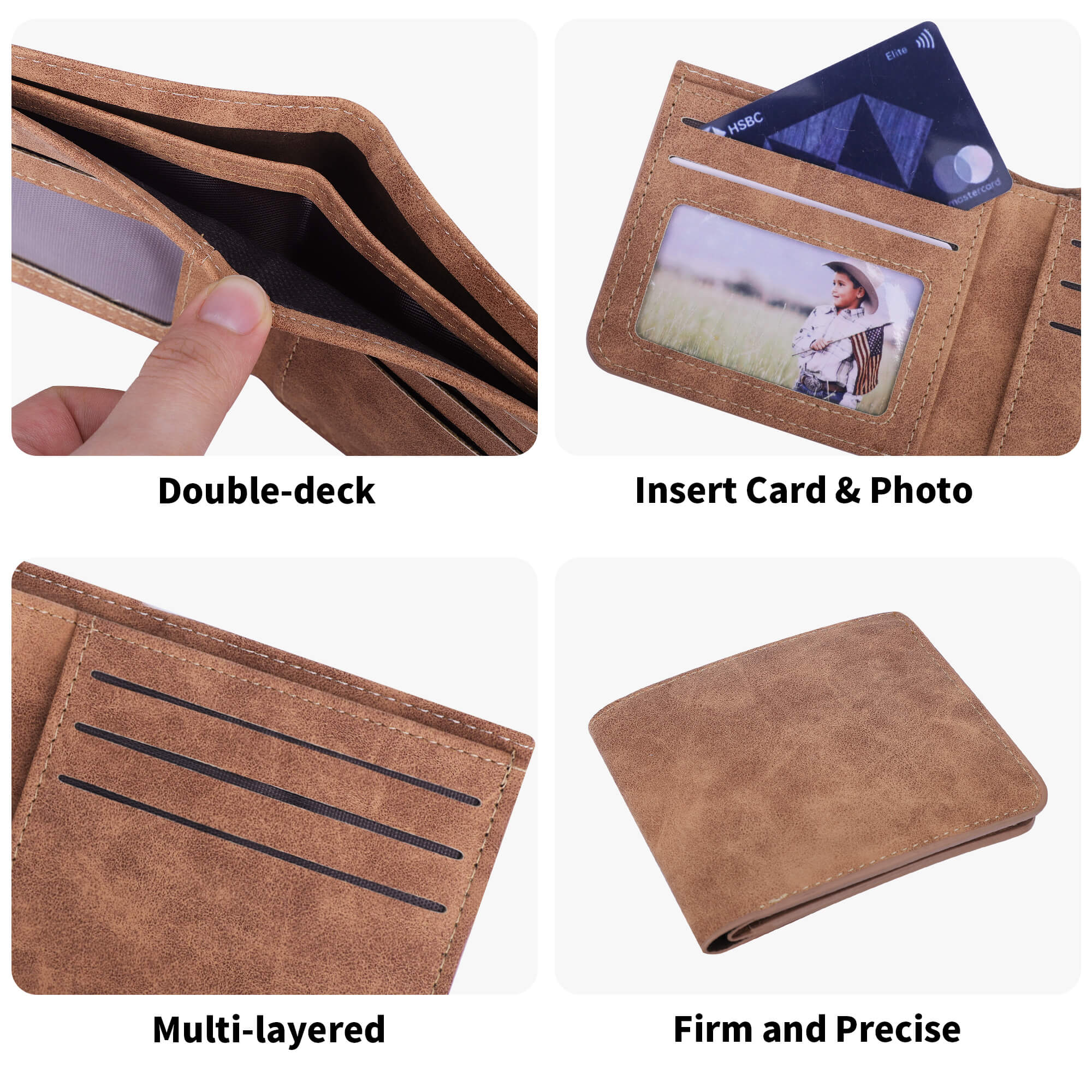 Two Sides Printing Leather Mens Thin Wallet for Dad for Him - Image 18