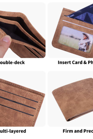 Two Sides Printing Leather Mens Thin Wallet for Dad for Him