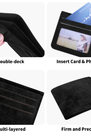 Two Sides Printing Leather Mens Thin Wallet for Dad for Him