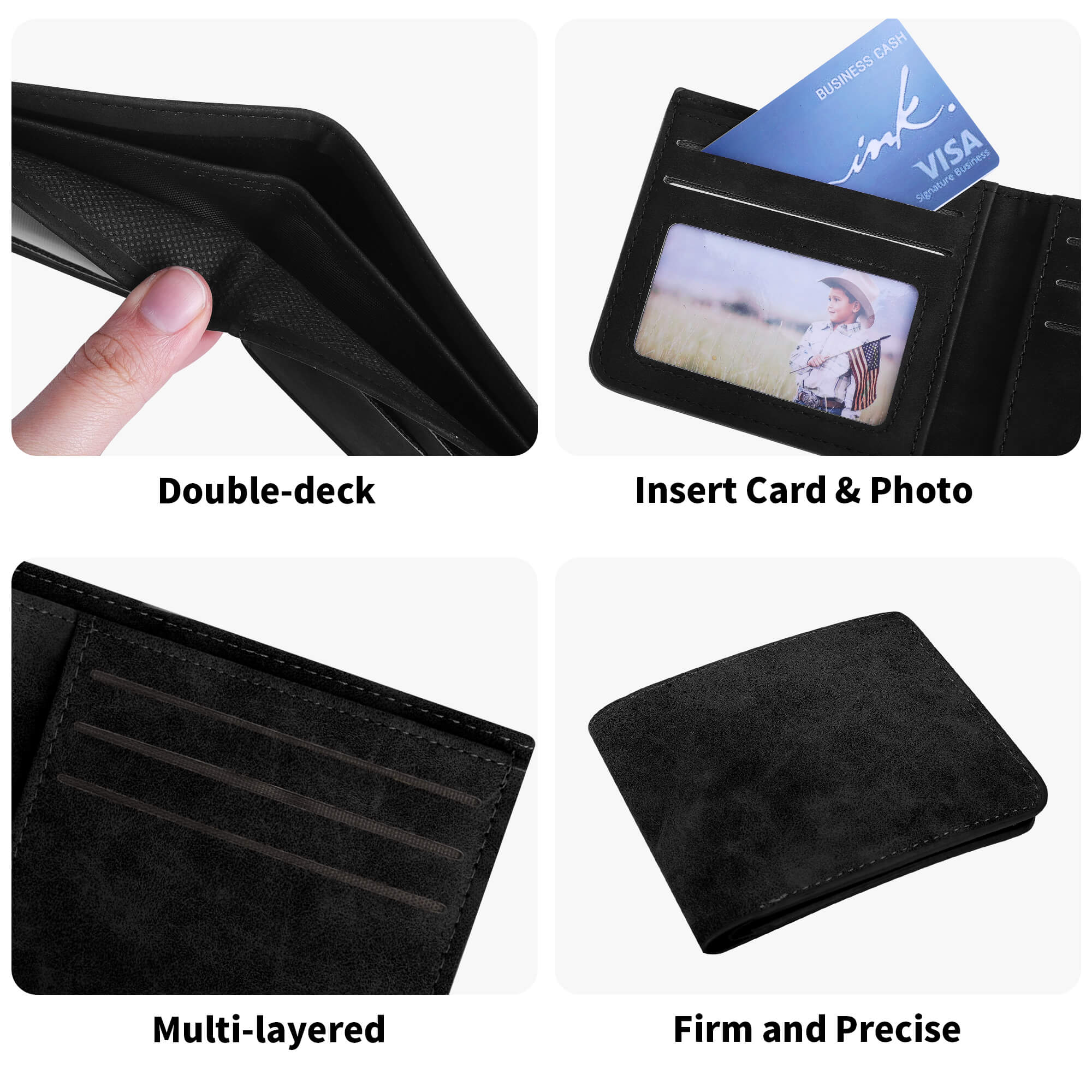 Two Sides Printing Leather Mens Thin Wallet for Dad for Him - Image 9