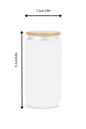 Frosted 16oz Glass Cups with Bamboo Lid Beer Can Tumbler
