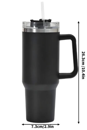 Engraved 40oz Stainless Steel Tumbler Travel Mug with Handle and Straw for Cup Holder