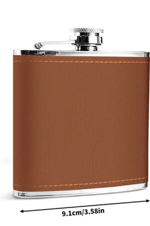 Custom Brown Leather Flask Wrapped Stainless Steel 6oz