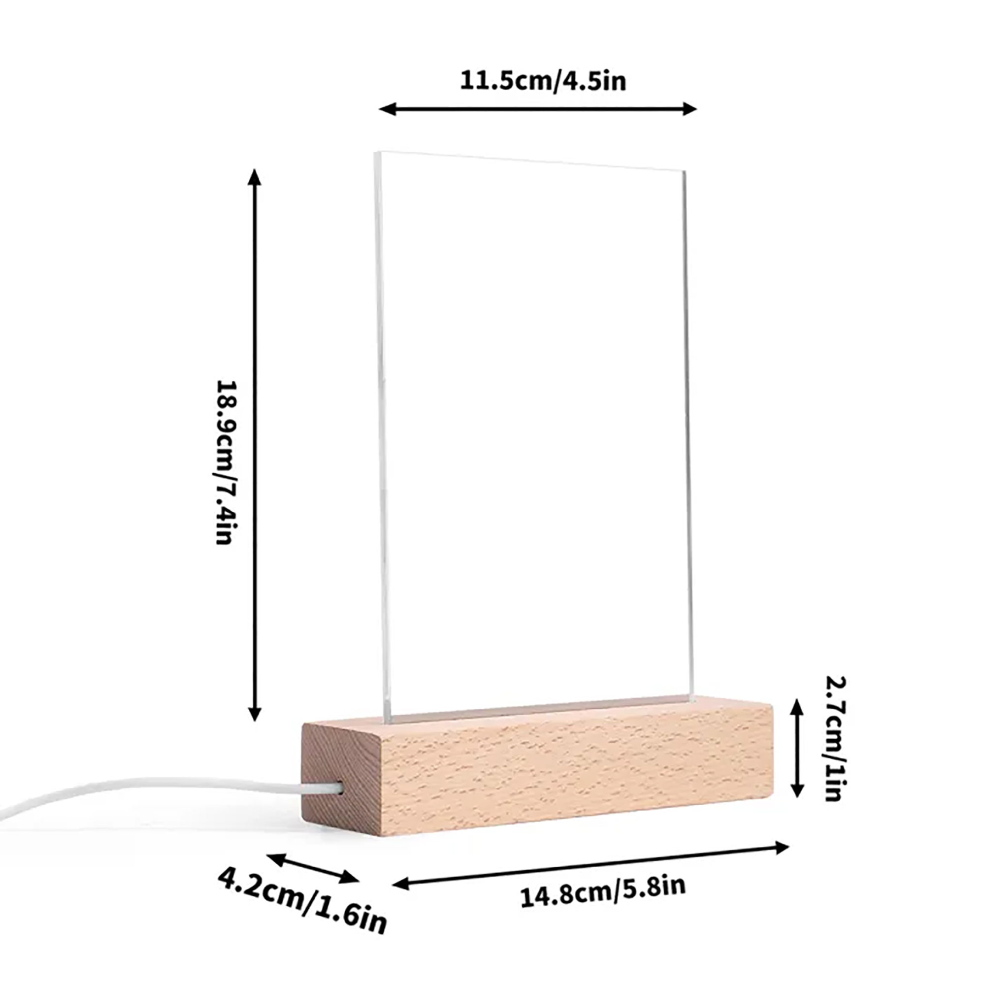 Personalized LED Rectangle Acrylic Night Light and Wooden Base Table Decor - Image 9