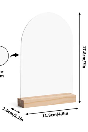 Personalised Lightweight Arch Acrylic Table Sign with Wood Stand