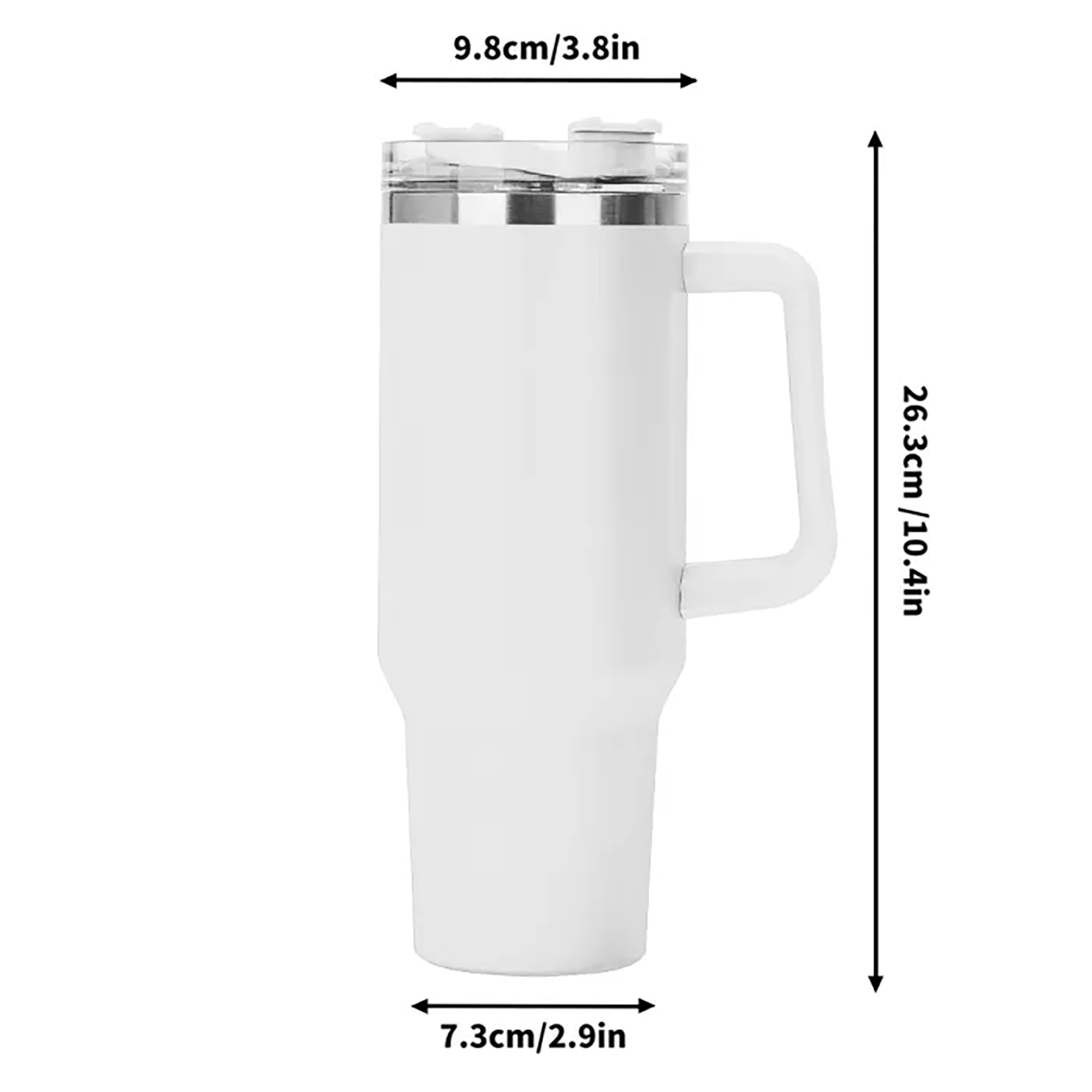 Personalized 40oz Stainless Steel Tumbler Gift With White Handle and Straw - Image 9