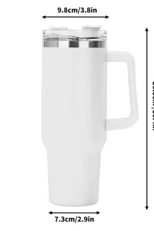 Personalized 40oz Stainless Steel Tumbler Gift With White Handle and Straw