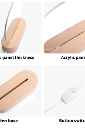 Personalised Name Acrylic Round Lamp Night Light Home Decor