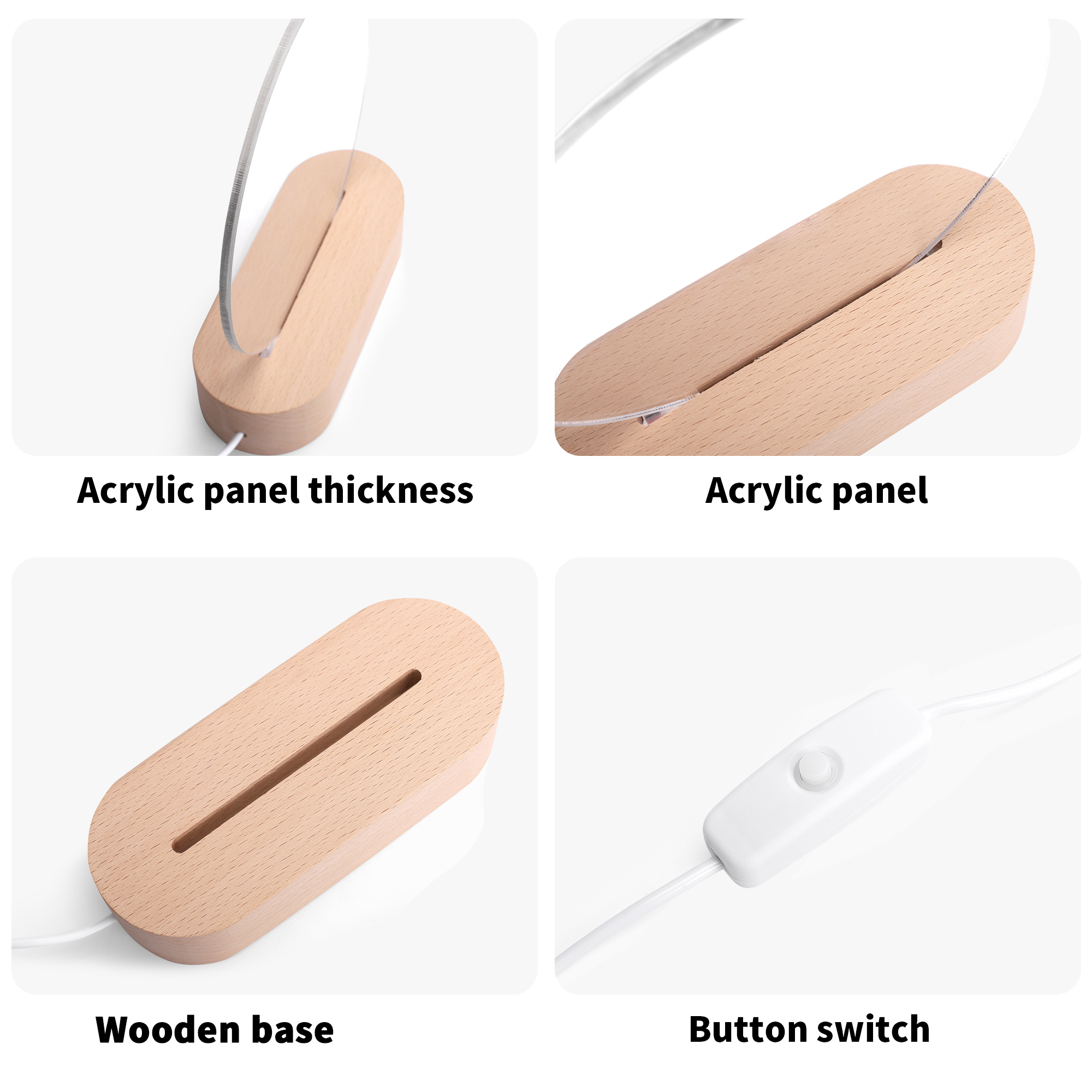 Personalised Name Acrylic Round Lamp Night Light Home Decor - Image 8