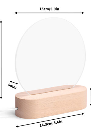 Personalised Name Acrylic Round Lamp Night Light Home Decor