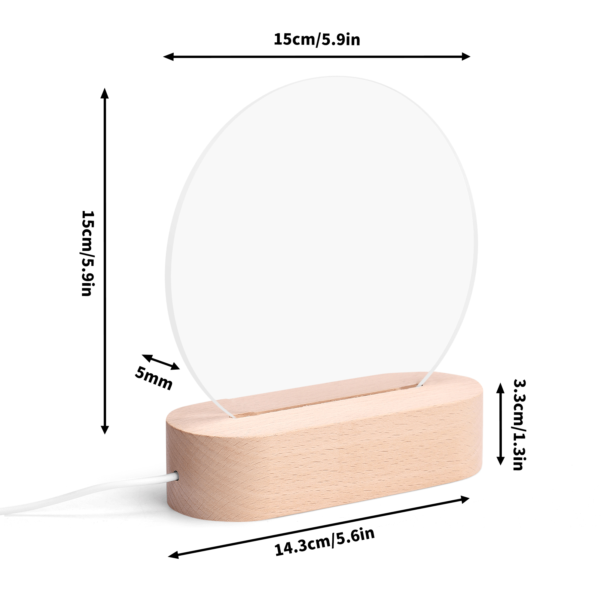 Personalised Name Acrylic Round Lamp Night Light Home Decor - Image 9