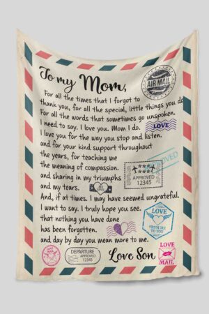 To My Mom Blanket, Mother Blanket, Letter From Son To Mom Blanket, Custom Name Blanket, Best Gift Blanket For Mother, Birthday Gift For Her