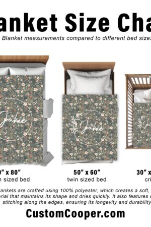 Personalized Watercolor Floral Blanket: Custom Name Minky or Sherpa