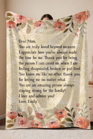 Dear Mom Blanket, Personalized Name Blanket, Custom Mothers Day Gift, Vintage Blanket, Mama Blanket Gift, Mum Birthday Gift, Christmas Gift