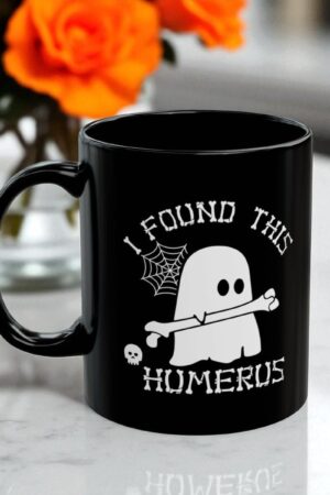 I Found This Humerus Ghost Coffee Mug, Halloween Mug, Halloween Gift & Decor, Funny Halloween Mug, Halloween Coffee Cup, Ghost Black Mug