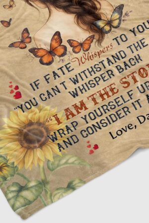 To My Badass Daughter Blanket from Dad Blanket, Sunflower Butterfly Blanket for Daughter, Custom Blanket for Daughter from Dad