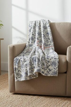 Personalized Watercolor Floral Blanket: Custom Name Minky or Sherpa