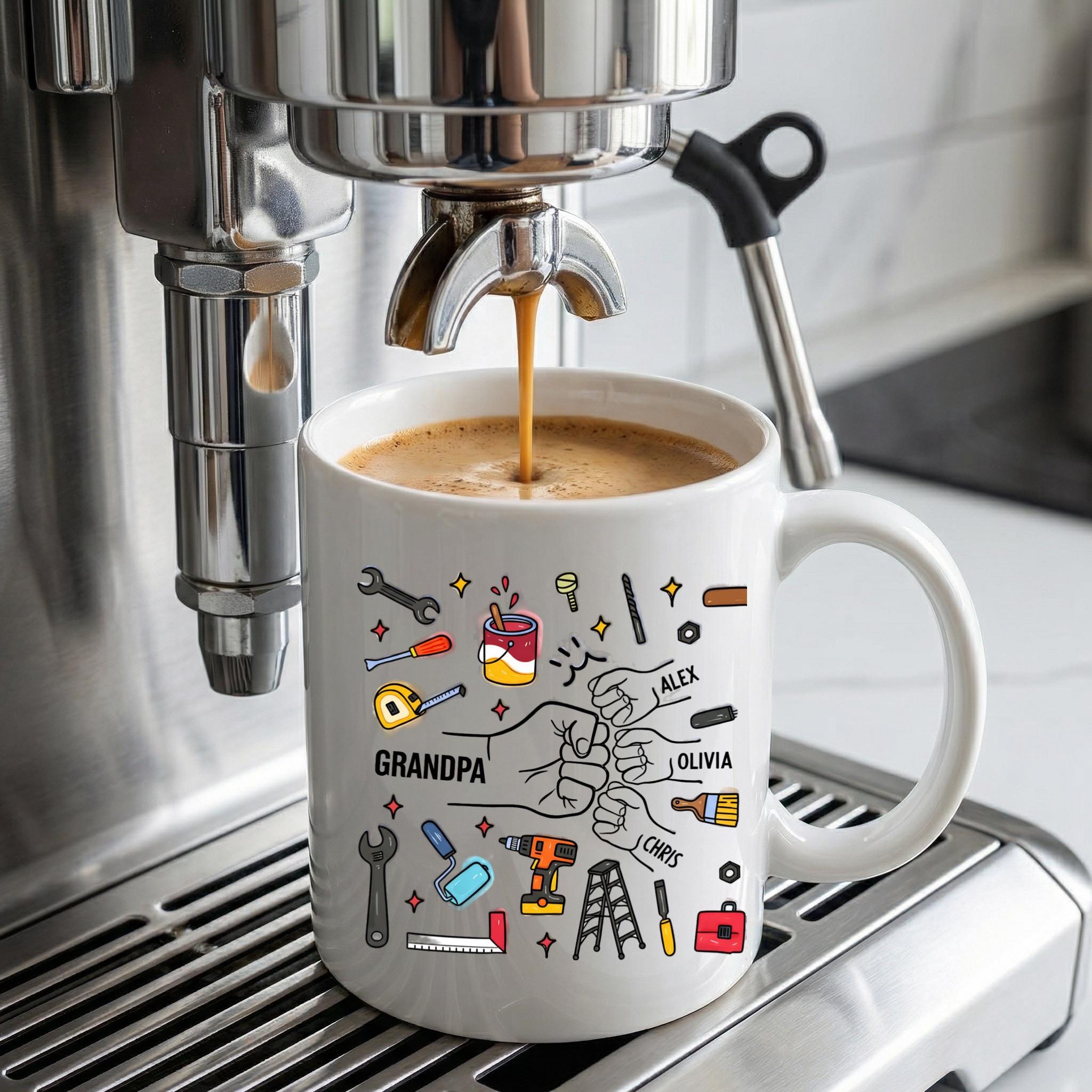 Personalized Grandpa Mug with Kids Names, Handyman Tools Illustration Coffee Cup, Gift for Grandpa - Image 7