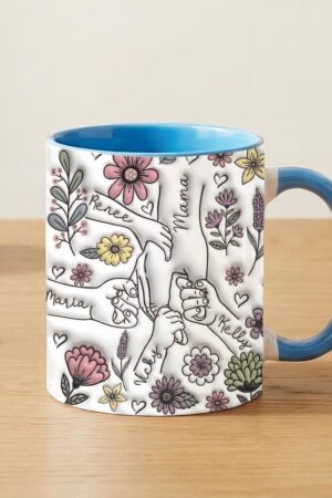 Personalized Mom Mug with Kids Names, Custom Floral Coffee Mug for Mom, Mothers Day Gift from Daughter Son
