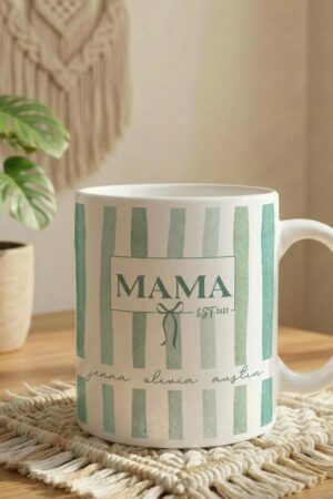 Custom Kids Names Mama Mug, Mothers Day Gift, Stripe Coffee Cup, Personalized Present for Mom, New Mom Gift, First Time Moms, Custom Gifts